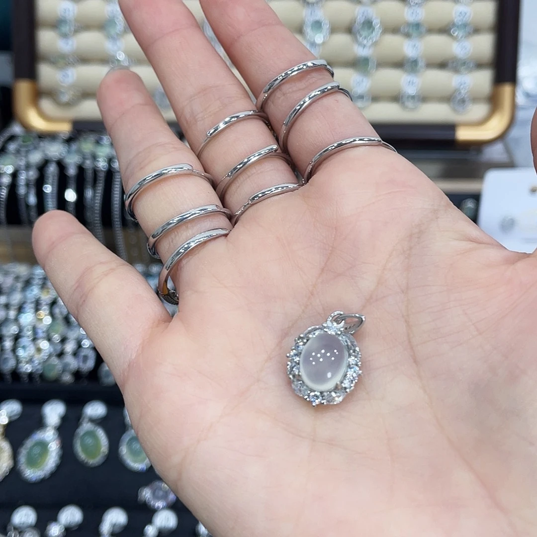 ***ㅤ蛇纹石玉银S925镶嵌吊坠(不含链)