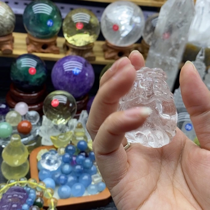 石材天然白水晶龙龟