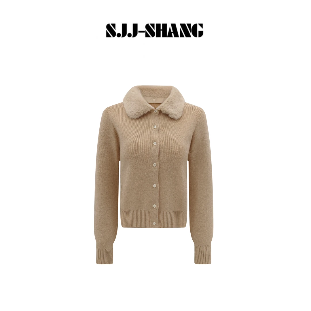 SJJ-SHANG【热可可】针织自发热可拆卸毛领毛衫上衣q136287p