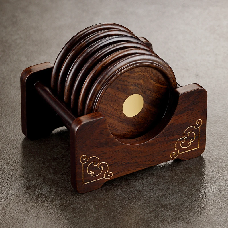 黑檀木茶杯垫茶托轻奢高级感茶道隔热垫实木茶垫子新中式茶具配件