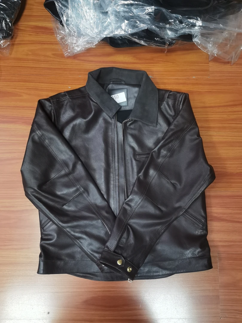 直播福利皮衣牛皮卡哈特深棕色