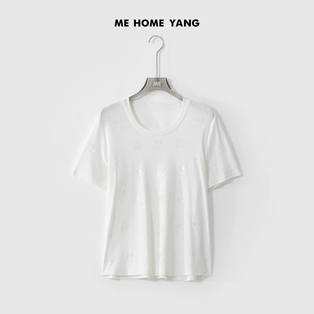 ME【满钻蝴蝶结】夏季新款女士显瘦气质时尚百搭T恤 MEQS3147