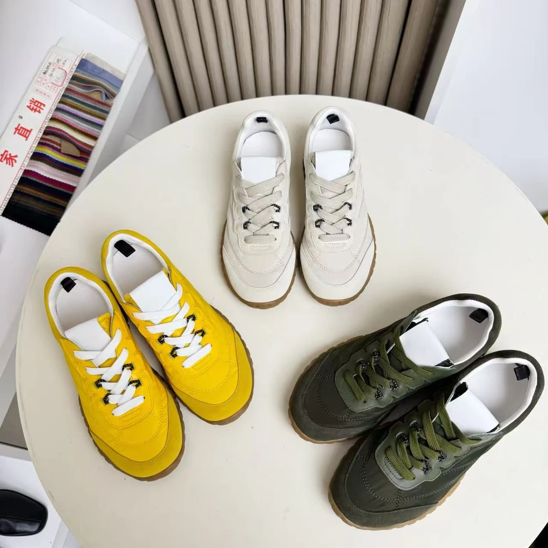 M*u家2025春款系带休闲运动鞋牛反绒防滑饼干鞋复古德训鞋2503