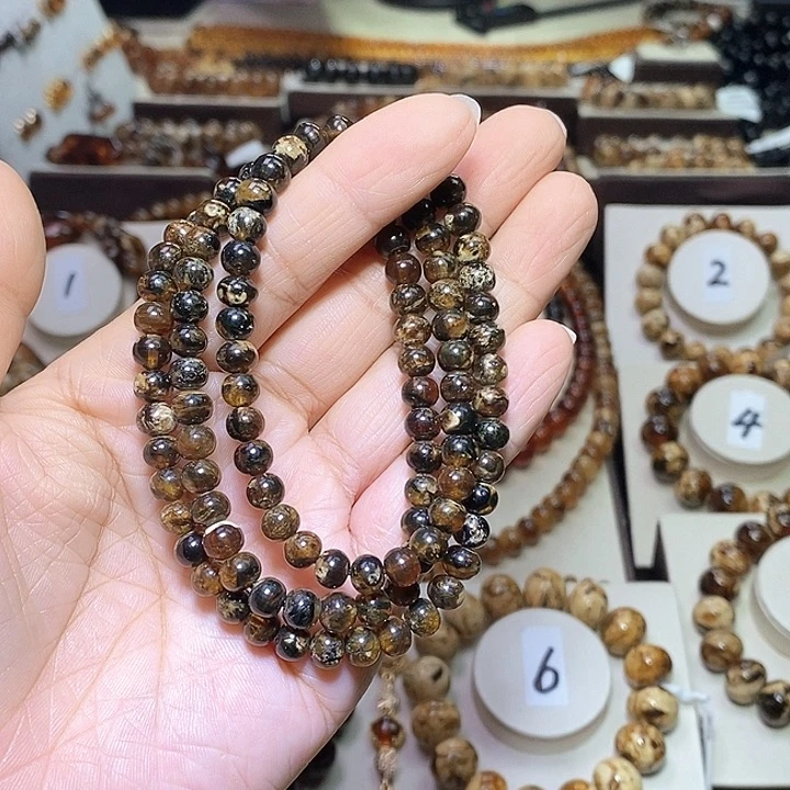 琥珀未镶嵌裸石熊猫花6m