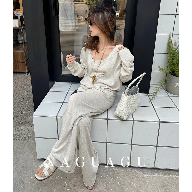 【慵懒日记针织系列】莱赛尔针织衫/背心/吊带/长短裤FX1ZS1761-A