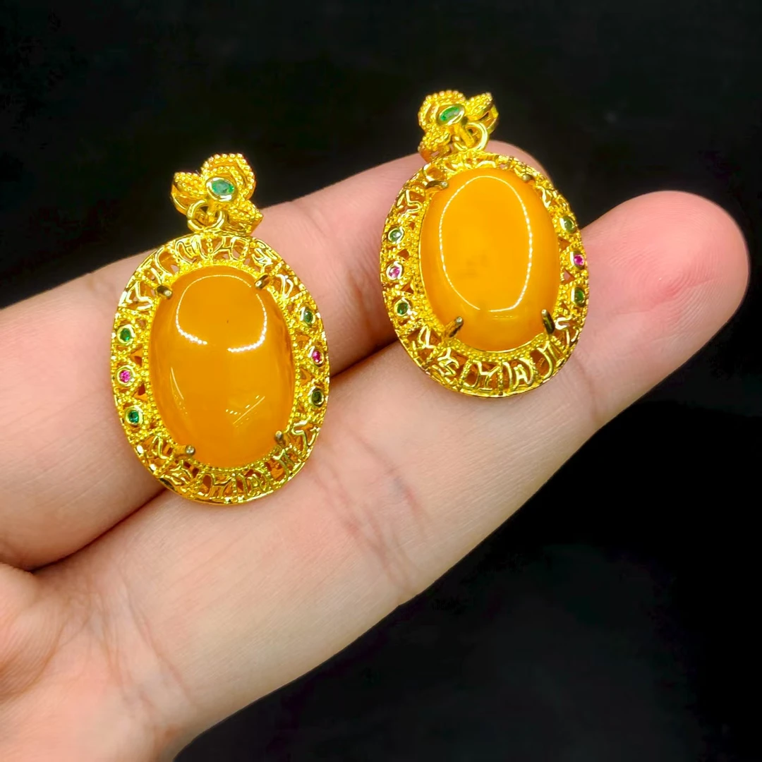 【李想精选】蜜蜡鸽子蛋面吊坠赠链X9【多样性发其一】约17-12mm