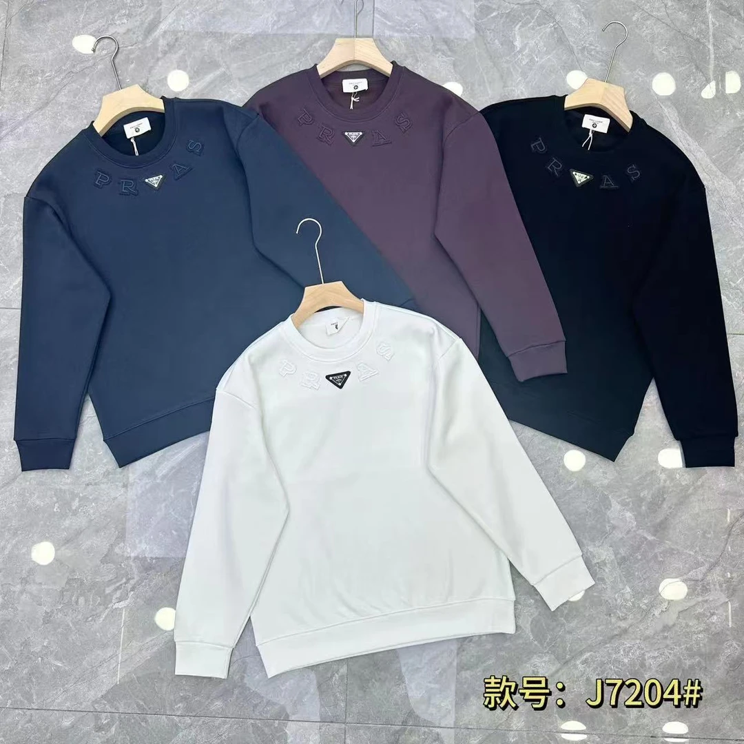 冬季新款加绒加厚刺绣字母百搭圆领卫衣7204