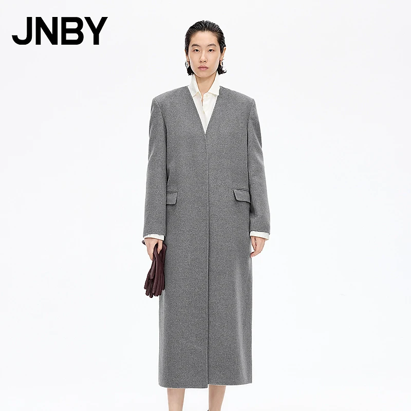 【商场同款】JNBY/江南布衣25冬新品呢大衣无领长袖直筒5P0814410