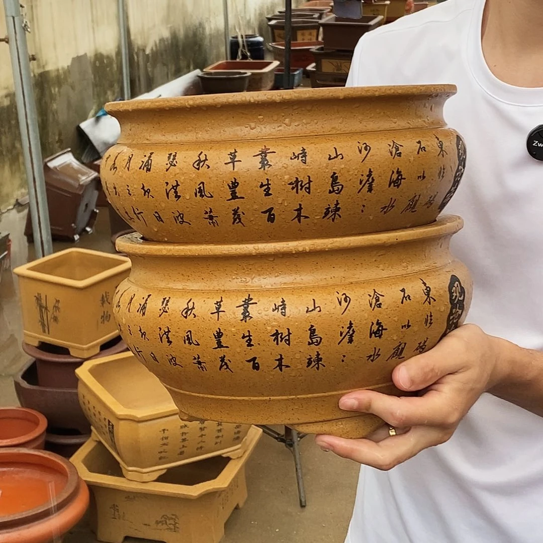 紫砂花盆花盆两个