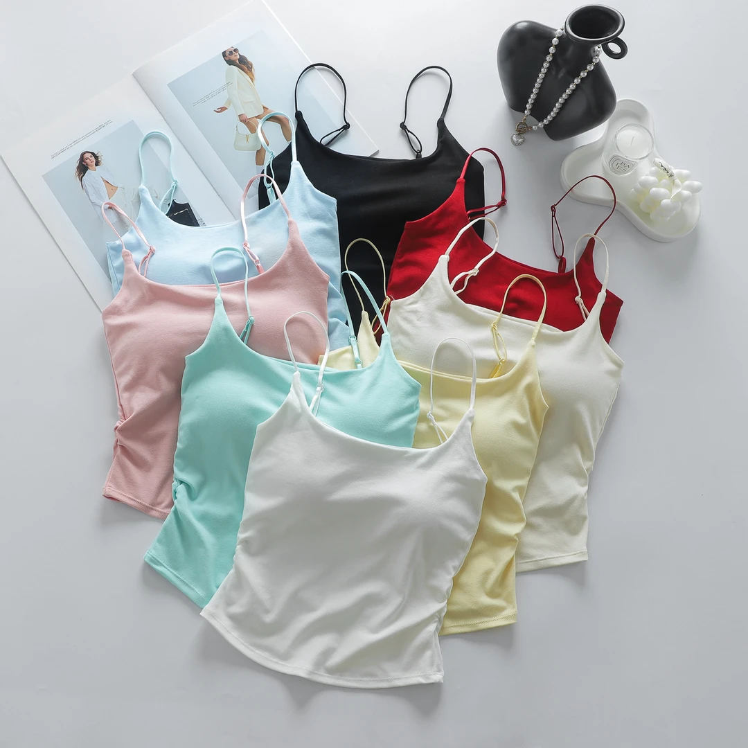 修身型潮流风纯欲风260g背心吊带百搭性感外穿白色学生夏季美背