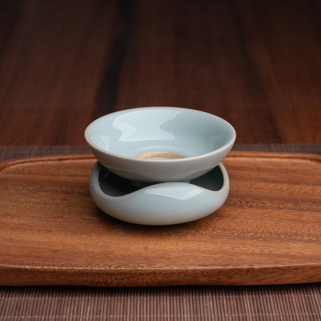 【运圈】支钉三足茶漏天青月白釉汝州原釉茶具过滤创意茶道家用手工