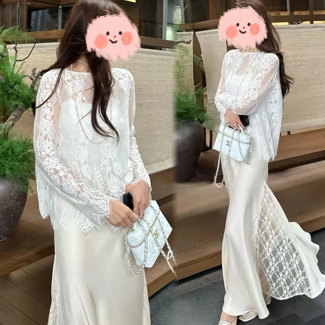 早春御姐轻熟风穿搭2025法式洋气高级感蕾丝上衣女高腰显瘦半身裙