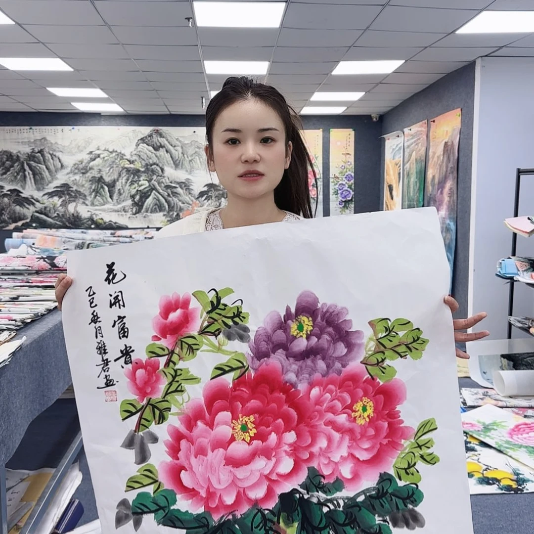 国画作品小姐姐放漏中