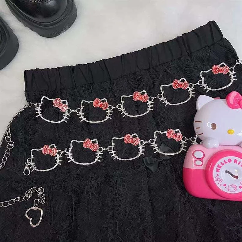 2025年新款日系甜美可爱猫咪女士细腰链配裙子装饰百搭个性腰饰