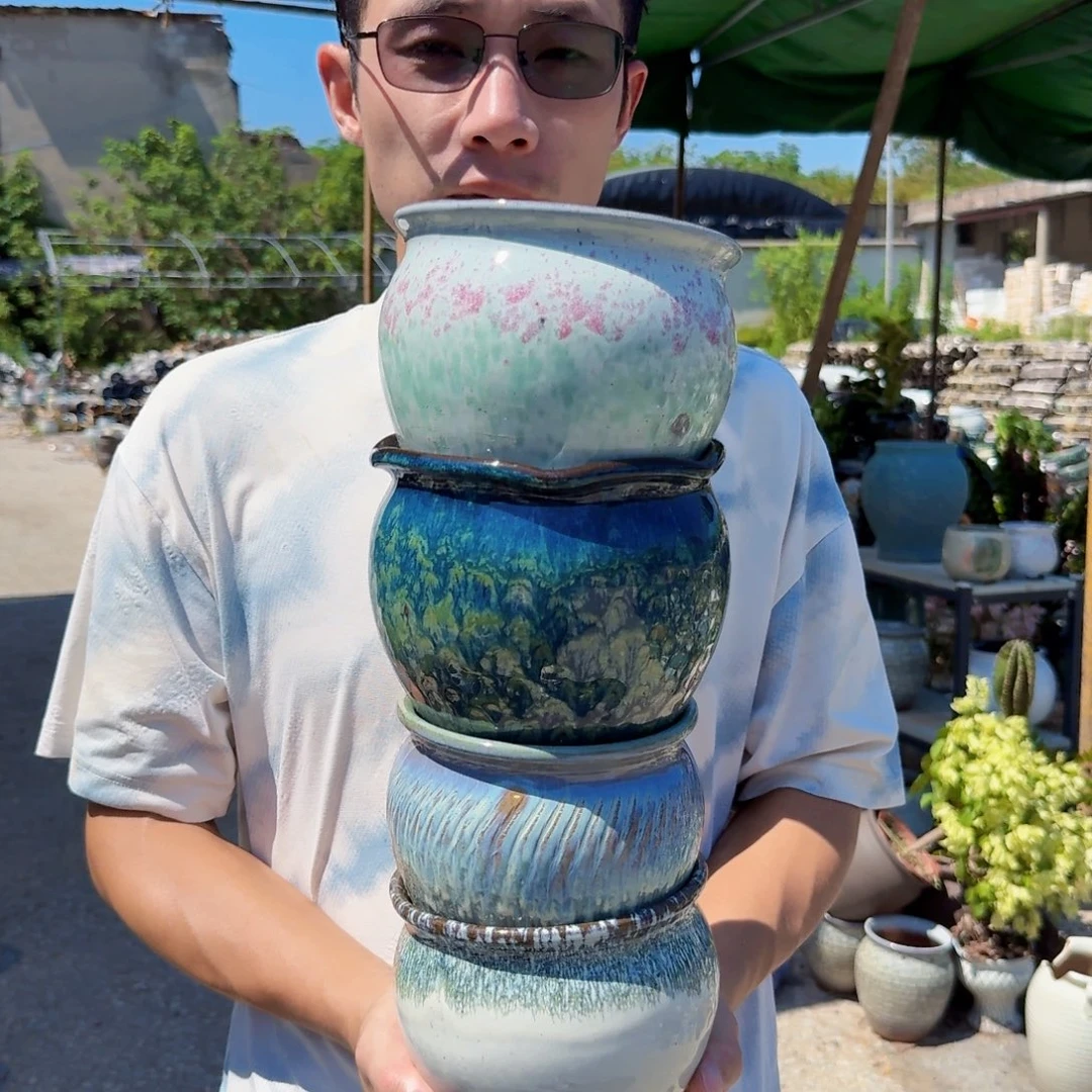 紫砂花盆口14高14左右随机发四个正品