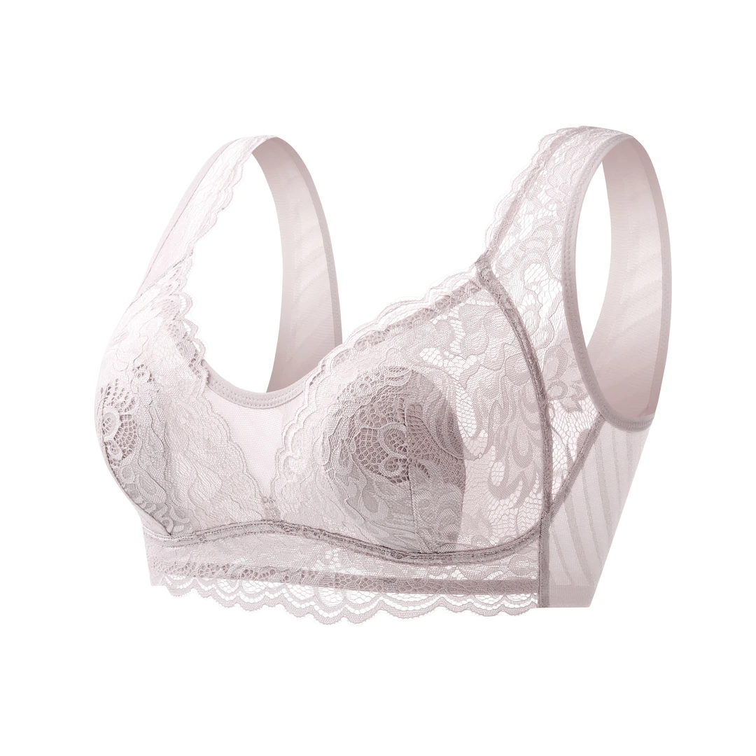 大胸显小聚拢后三扣兔耳杯收副乳超薄款抹胸式文胸女士网纱透气款