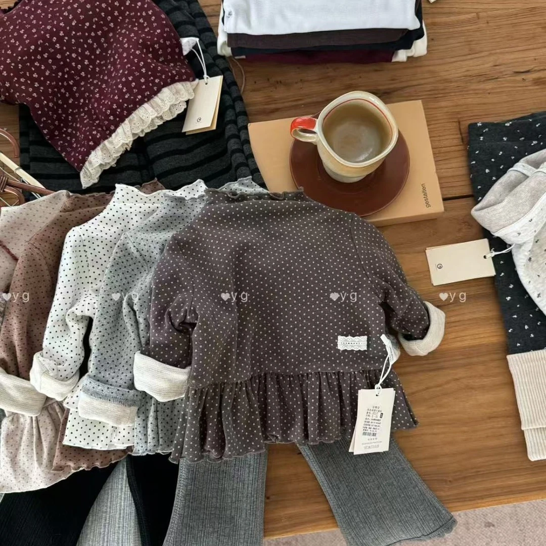 【BaoBao】冬季蚕丝羊绒加厚女童百搭波点打底衫18029