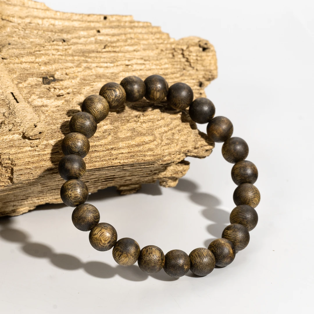 满江红 沉香手串乌身圆叶/圆珠0.9单圈/沉水浮/莺歌绿棋楠/WD32