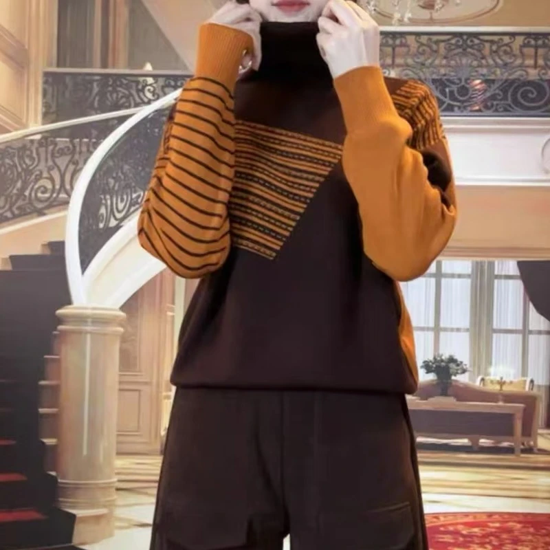 CYM1404时尚厚款秋冬长袖套头毛衣女气质上衣