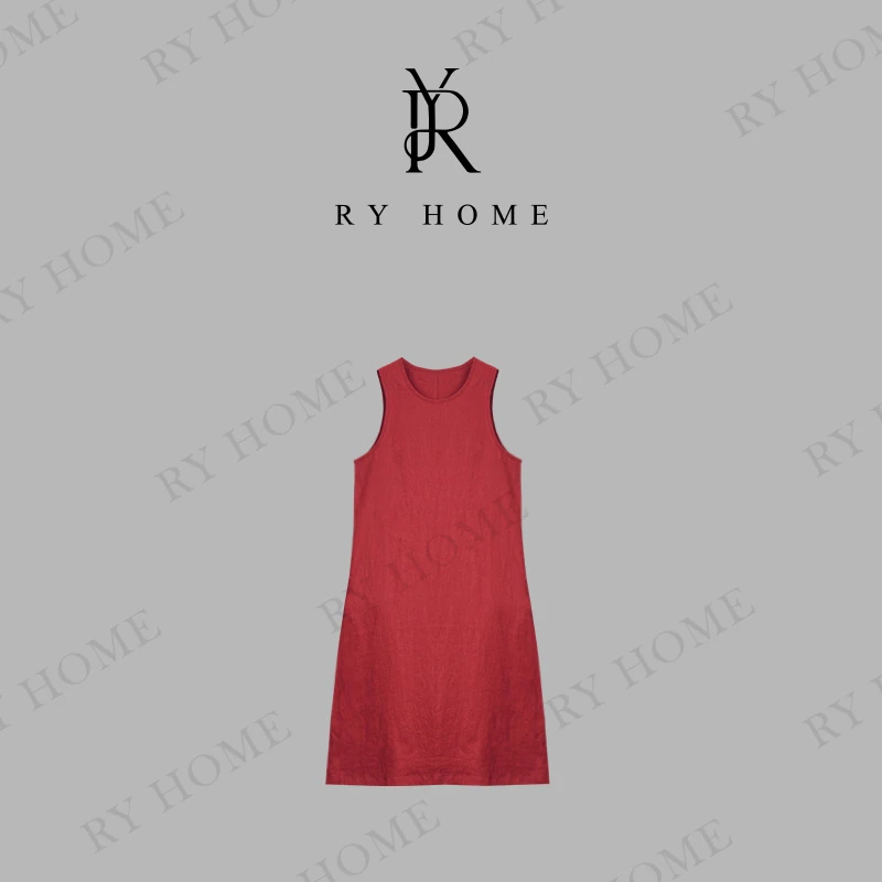 【容雨RYHOME】100亚麻无袖长款连衣裙252L1456