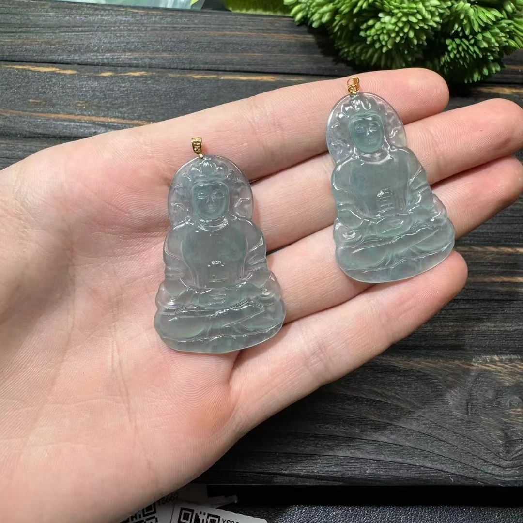 18K翡翠渡母吊坠多样性发其一@k