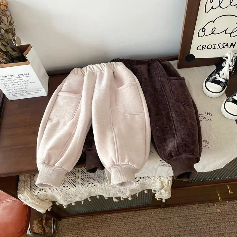 【现货】DK249885冬季新款儿童裤子宝宝加绒加厚保暖休闲裤萌娃百搭