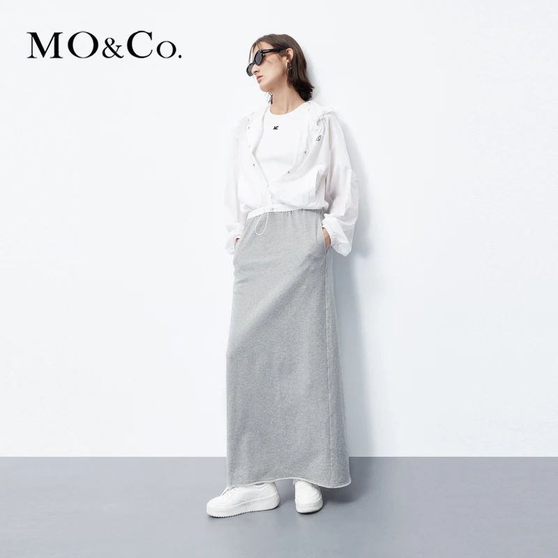 MOCO秋假两件拼接运动夹克长裙连衣裙小众设计MBC3DRS057