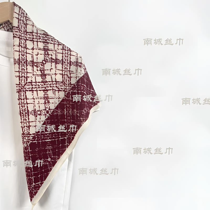 【红格子】2025秋冬新款磨毛柔软65方巾丝巾双面双色复古格子围巾