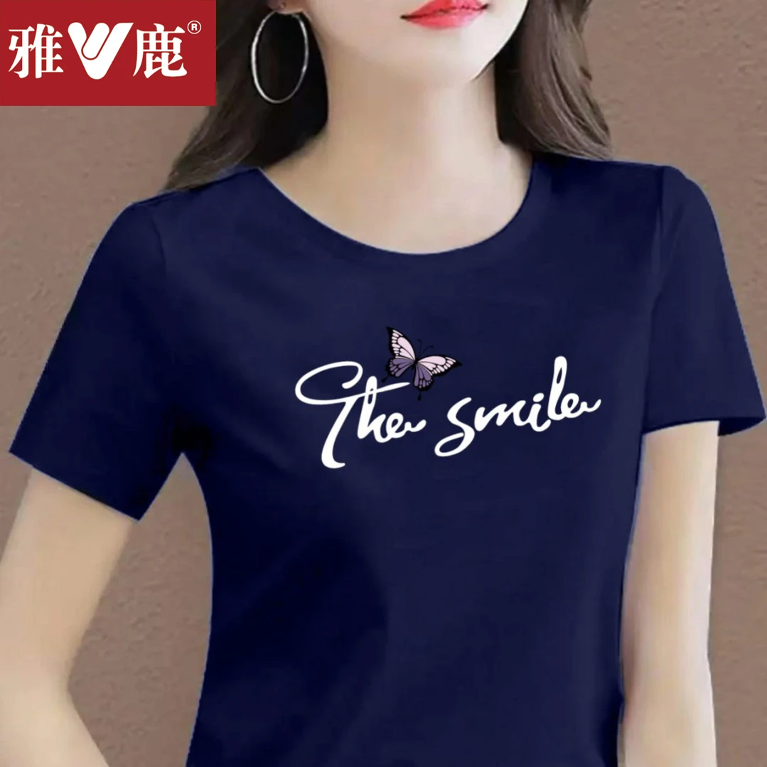 雅鹿纯棉宽松多巴胺韩版圆领短袖男女同款百搭大码半袖背心