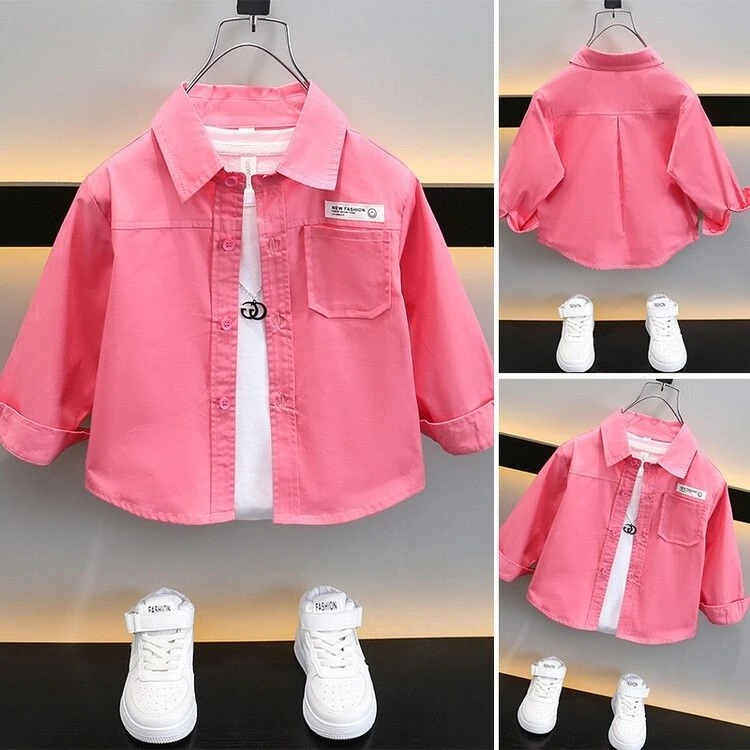 男童衬衫韩版外套2025新款中小童帅气休闲夹克衫儿童衬衣春秋装潮