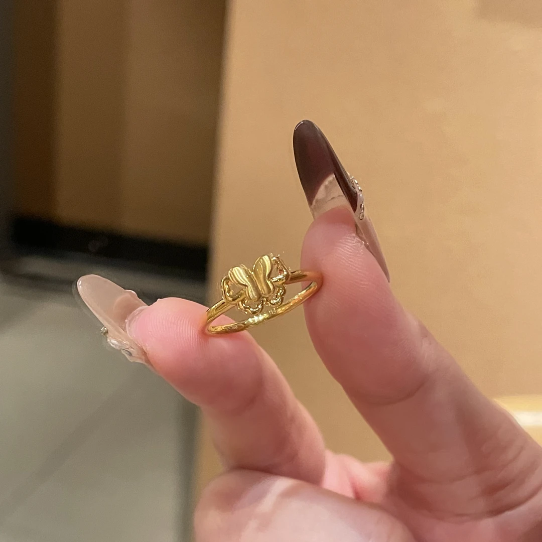 足金999灵蝶戒指5D工艺灵动活泼少女轻奢时尚耐看送女友闺蜜礼物