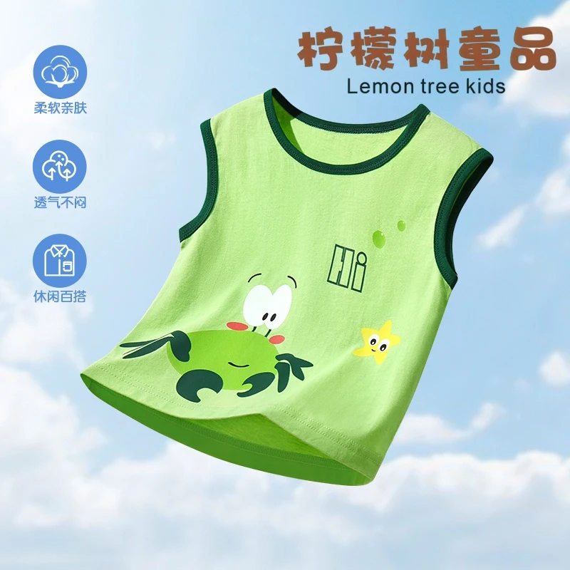 儿童背心夏季薄款纯棉坎肩上衣内穿打底-XS-160