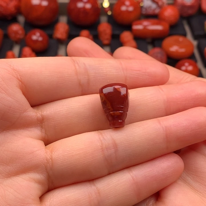 坏***e南红玛瑙未镶嵌牛血火焰纹奶嘴三通11MM