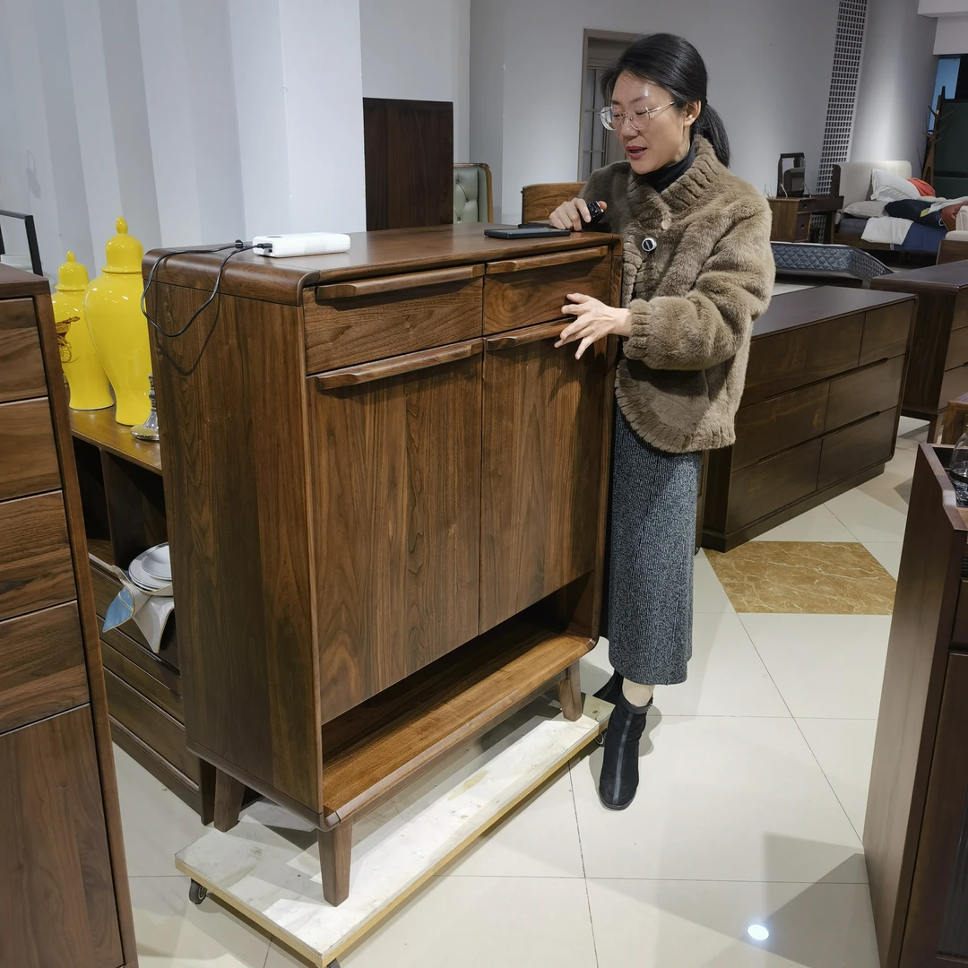 北美黑胡桃鞋柜新款