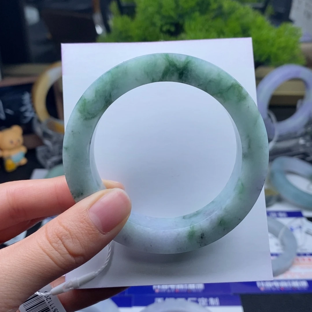未镶嵌手镯定制翡翠种水绿花正圈