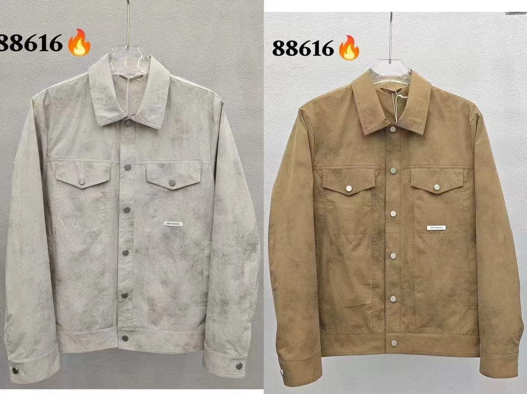 男装翻领复古磨毛工装夹克时尚基础大众秋季修身收口袖潮流