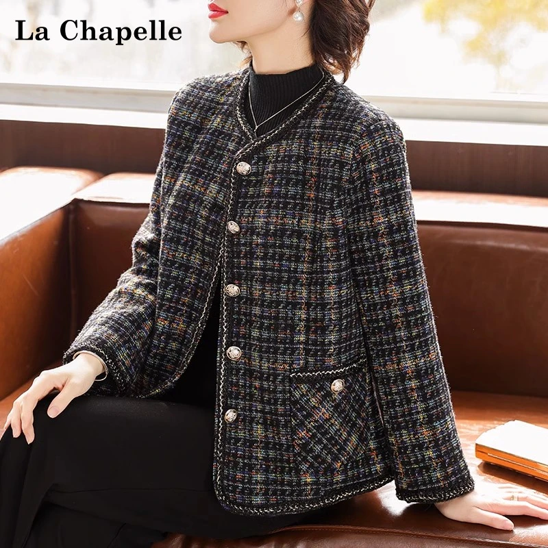 拉夏贝尔妈妈装秋装小香风气质外套中年女士中老年人女装夹克上衣