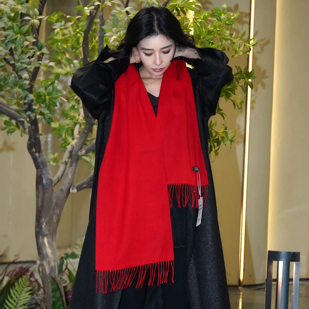 内蒙古2025冬季 B  29--49纯色保暖百搭加厚羊绒羊毛围巾