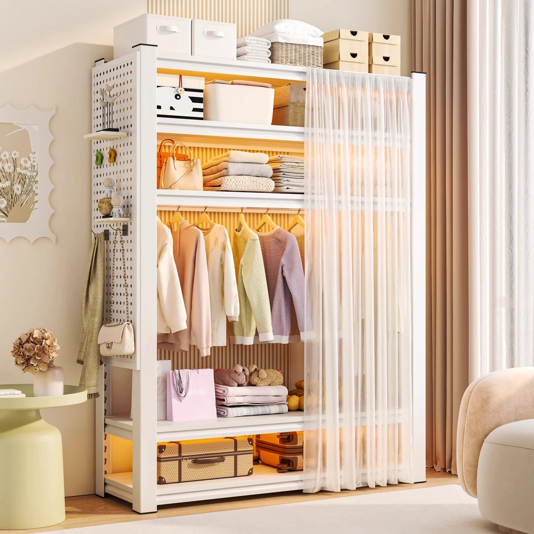 开放式衣架卧室收纳柜子简易组装落地置物架衣帽架货架出租房衣柜