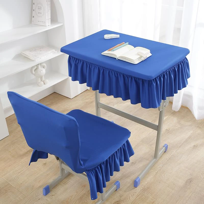 小学生桌布桌罩课桌套罩40×60加厚蓝色学校连体椅子套学生桌椅套
