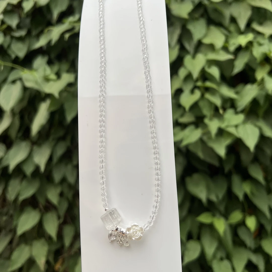 【月月家】Q067天然水晶 原创闪灵钻方糖项链 多样性发其一