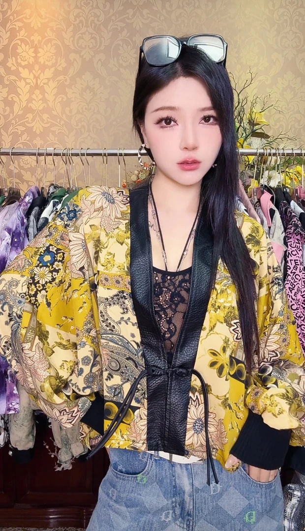 夏季短款薄款直下摆女短外套休闲花色欧美百搭1748