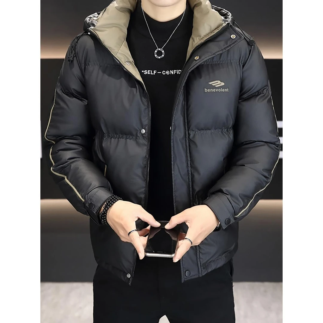 男士棉衣男款冬季2025新款短款加厚保暖棉服潮牌百搭连帽外套冬装