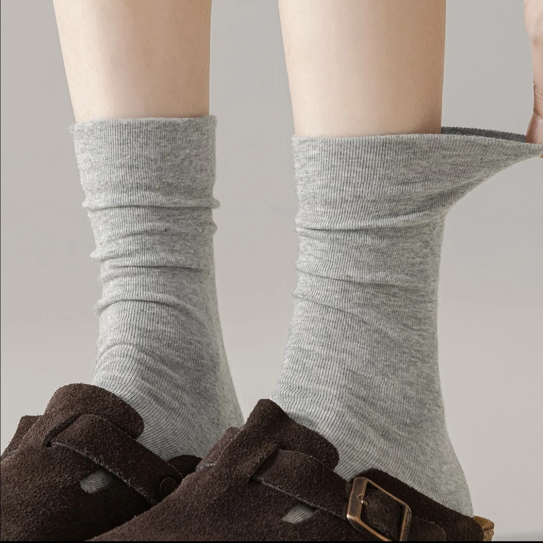 袜子女纯棉中筒袜百搭女款堆堆月子袜长筒韩系网红爆款夏季长袜