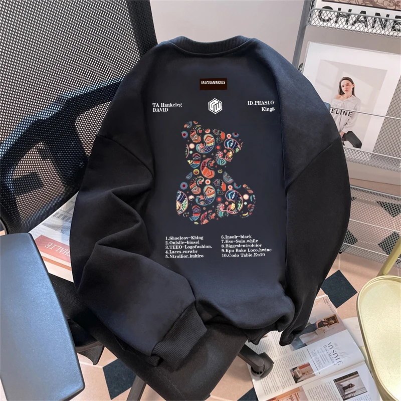 特大码300斤青少年美式休闲圆领卫衣秋季高级感宽松上衣休闲外套