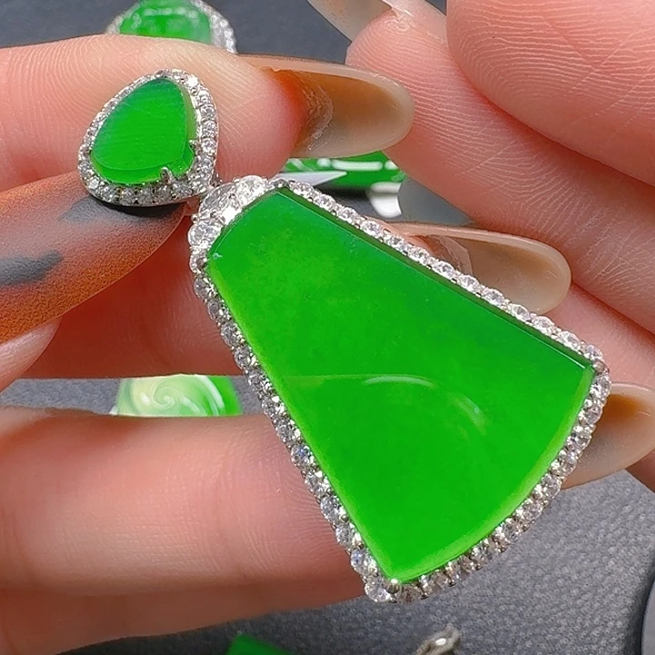 翡翠银S925镶嵌吊坠(不含链)