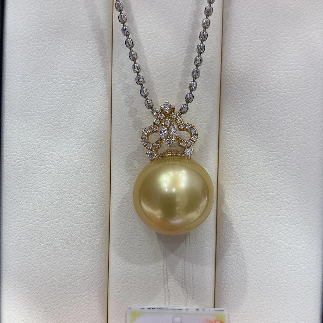 海水珍珠吊坠(不含链)18K金镶嵌15/16mm