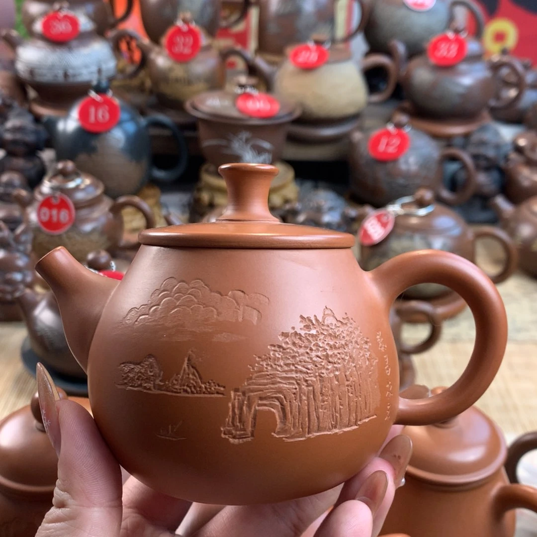 梦****来原矿泥料电烧壶黎昌权浮雕