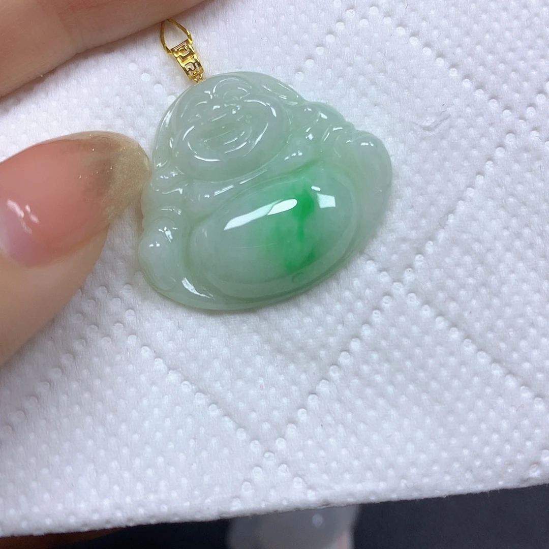 翡翠18K金镶嵌颈饰挂件