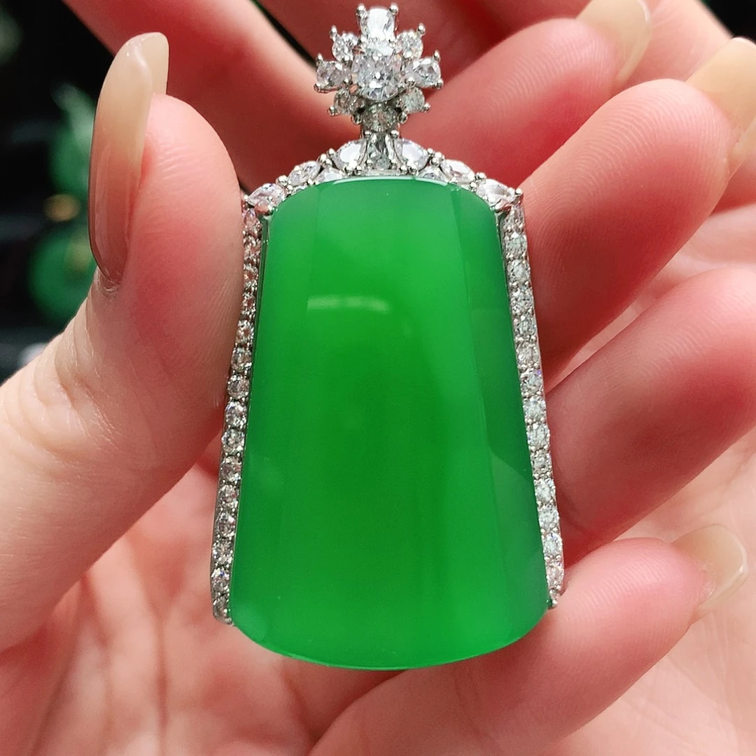 玛瑙/玉髓银S925镶嵌吊坠